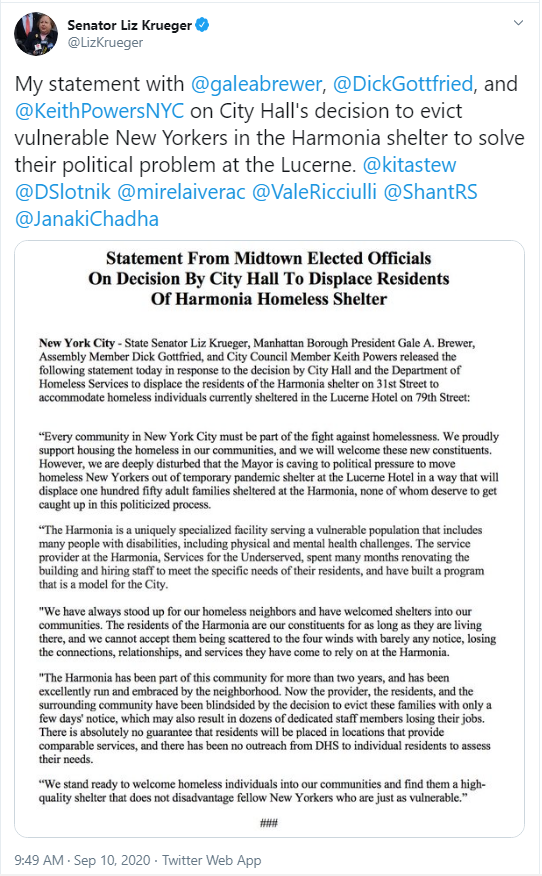 Sen Krueger's tweet about Harmonia displacement