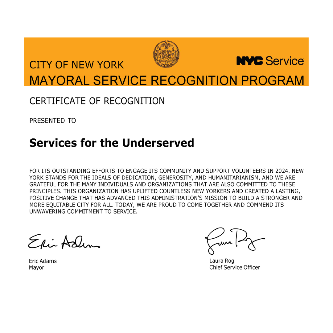 S:US Receives Mayoral Recognition Certificate for Volunteerism