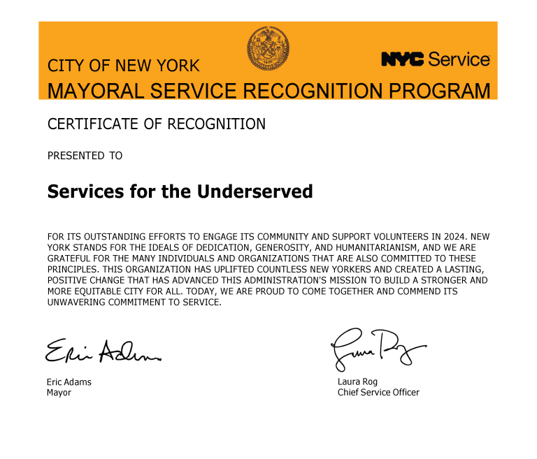 S:US Receives Mayoral Recognition Certificate for Volunteerism